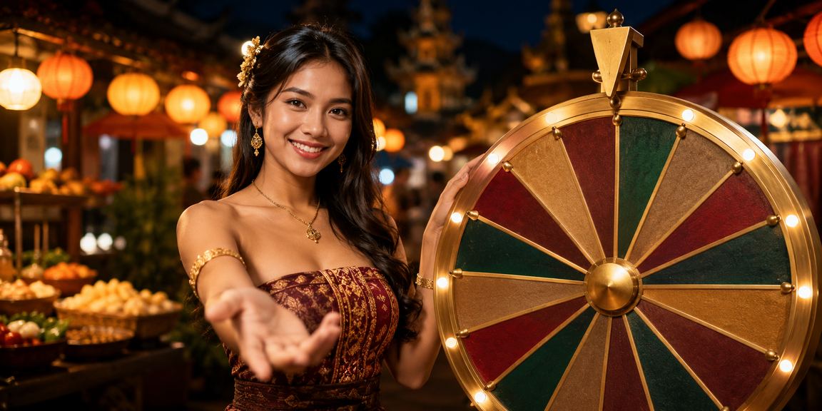 Meja roulette dengan dekorasi lentera di kasino Vietnam yang elegan