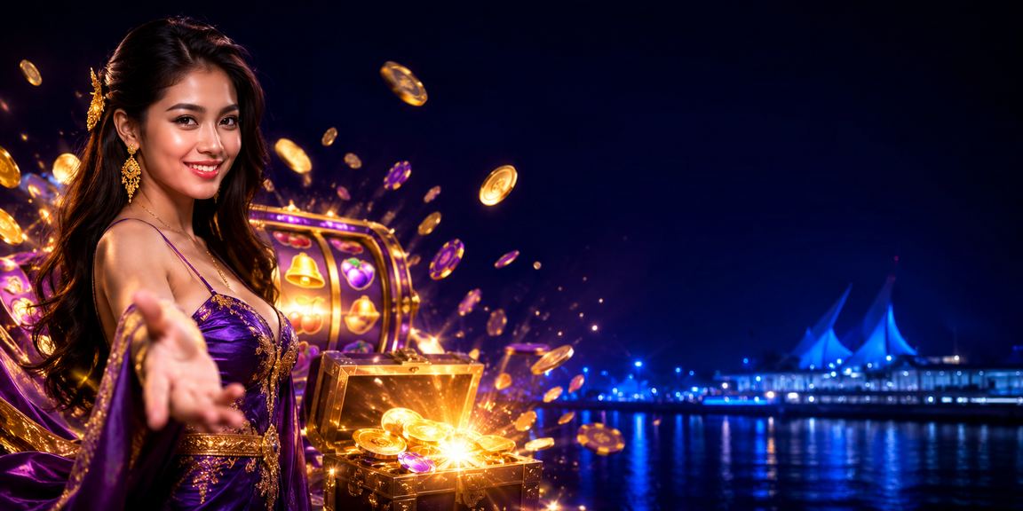 Layar permainan slot dengan latar pantai berpasir yang cerah dan tropis